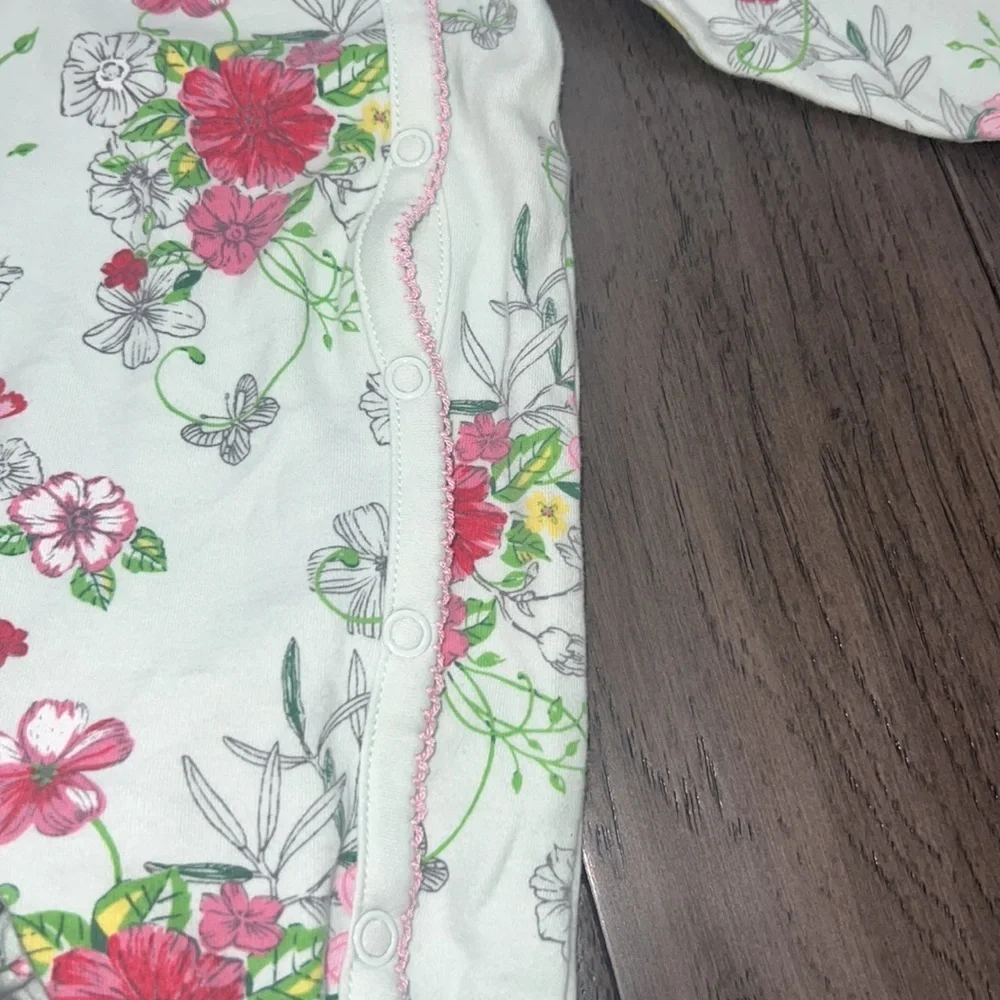 First impressions, infant girl long sleeve button floral pajama’s (set of 2)